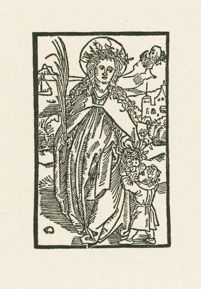 Szent Dorothea. Illusztráció a Hortulus Anime-hoz. Nyomtatta Michael Furter, Bázel alkotó: Albrecht Dürer or Duerer