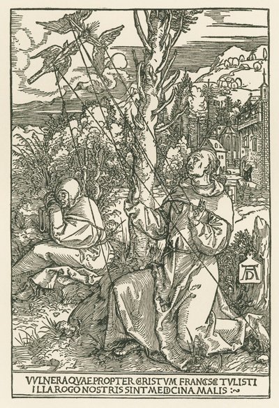 Szent Ferenc kapja a stigmákat, 1503-04 körül (fametszet) alkotó: Albrecht Dürer or Duerer