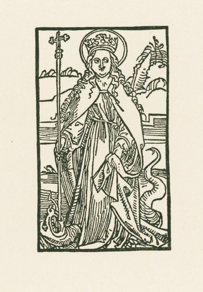 Szent Margit. Illusztráció a Hortulus Anime-hoz. Nyomtatta Michael Furter, Bázel alkotó: Albrecht Dürer or Duerer