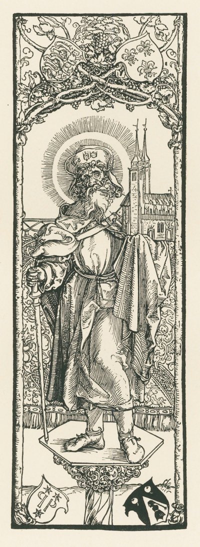 Szent Sebald az oszlopon, 1501 körül (fametszet) alkotó: Albrecht Dürer or Duerer