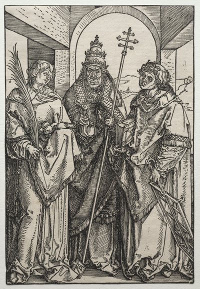 Saints Stephen, Sixtus and Lawrence, c.1504-05 (woodcut) alkotó: Albrecht Dürer or Duerer
