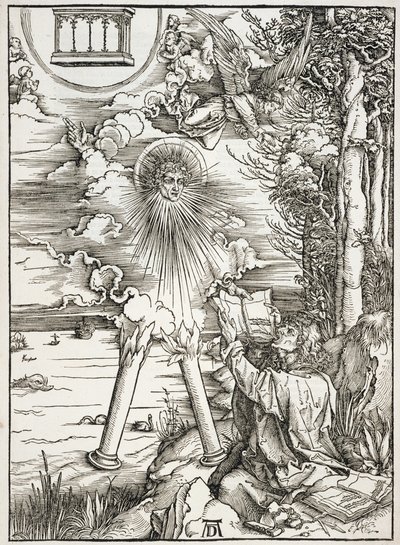 Jelenet az Apokalipszisből, Szent János felfalja a könyvet, latin kiadás alkotó: Albrecht Dürer