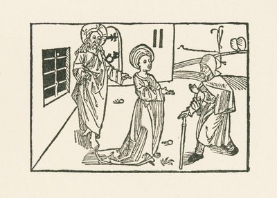 Az irgalmasság második műve: a zarándok fogadása a házában. alkotó: Albrecht Dürer or Duerer