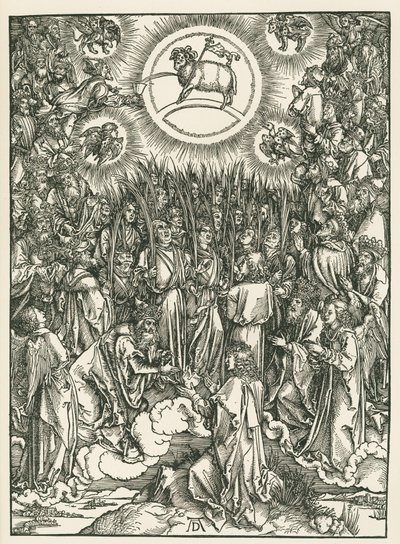 A Bárány imádása és a Kiválasztottak himnusza. Szent János Jelenései, 1496-97 körül (fametszet) alkotó: Albrecht Dürer or Duerer