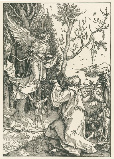 Az angyal üzenetet hoz Joachimnak, 1504 körül (fametszet) alkotó: Albrecht Dürer or Duerer