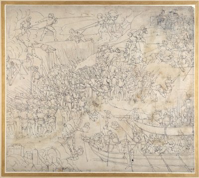 A támadás Rorschach közelében, a Konstanzi-tónál, 1500 körül (toll és tinta papíron) alkotó: Albrecht Dürer