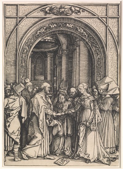A Szűz eljegyzése innen: A Szűz élete, 1504-2005 körül (fametszet fektetett papírra) alkotó: Albrecht Dürer