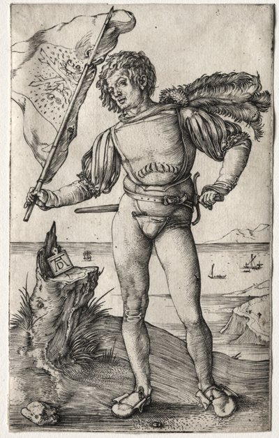 A burgundi zászlóvivő c. 1500 (metszet) alkotó: Albrecht Dürer or Duerer
