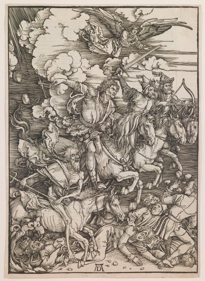 Az Apokalipszis négy lovasa, az "Apokalipszis"-ből, 1497-98 körül (fametszet) alkotó: Albrecht Dürer or Duerer