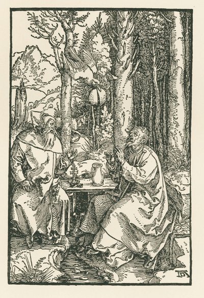 A remeték: Nagy Szent Antal és Szent Pál, 1503-04 körül (fametszet) alkotó: Albrecht Dürer or Duerer