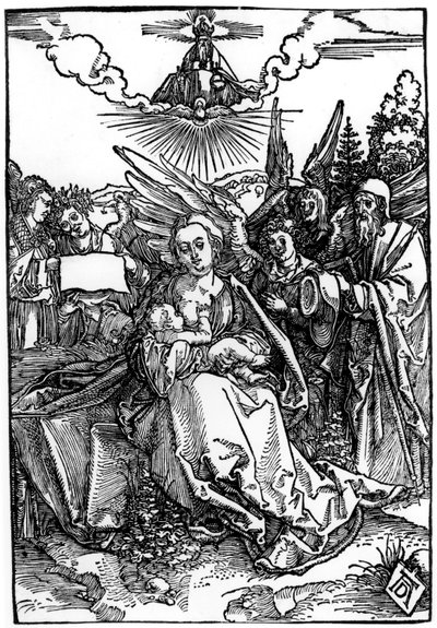 A Szent Család öt angyallal, 1504 körül (fametszet) alkotó: Albrecht Dürer
