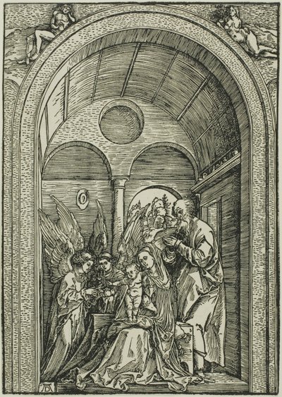 A Szent Család két angyallal egy boltíves teremben alkotó: Albrecht Dürer or Duerer