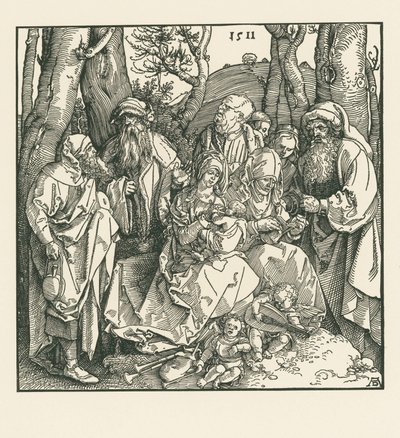 Szent rokonság a lanton játszó angyalokkal alkotó: Albrecht Dürer or Duerer