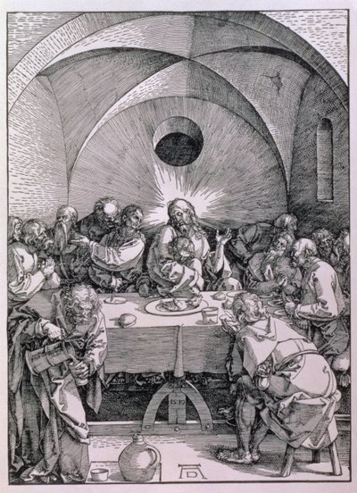 Az utolsó vacsora a "Nagy passió" sorozatból, pub. 1511 (fametszet) alkotó: Albrecht Dürer