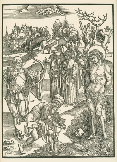Szent Sebestyén mártíromsága, 1500 körül (fametszet) alkotó: Albrecht Dürer or Duerer