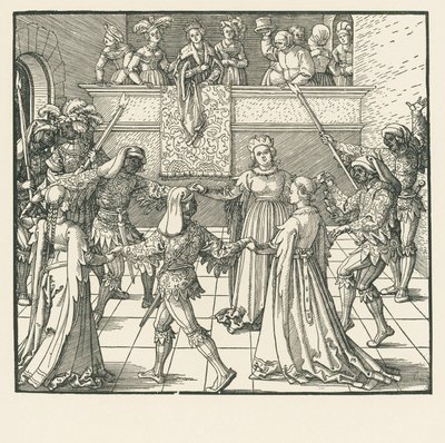 Az álarcosbál (fametszet) alkotó: Albrecht Dürer or Duerer