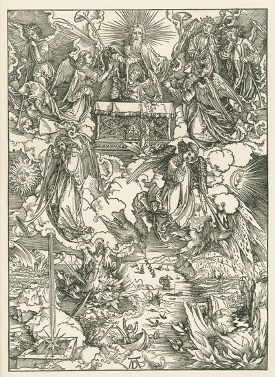 A hét harsonát az angyalok kapják. Szent János Jelenései, 1496-97 körül (fametszet) alkotó: Albrecht Dürer or Duerer