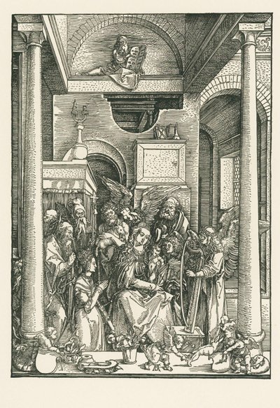 Angyalok és szentek által imádott Szűz Mária, 1502 körül (fametszet) alkotó: Albrecht Dürer or Duerer