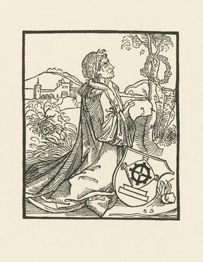 A költő Sebastian Brant térdelve alkotó: Albrecht Dürer or Duerer