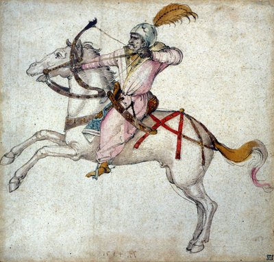 Egy lovasíjász. Albrecht Durer (1471 - 1528) rajza. alkotó: Albrecht Dürer