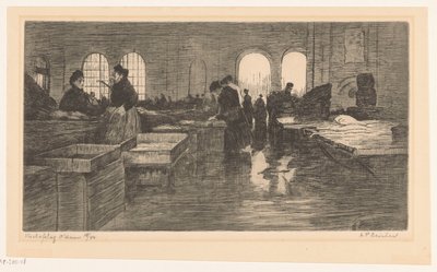 A Vismarkt belseje az amszterdami Nieuwmarkt-on Amszterdami halárverés (eredeti cím a tárgyon) alkotó: Albrecht Felix Reicher (signed by artist)