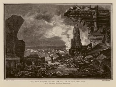 Jelenet Massenet Le Mage című operájából a párizsi Operaházban (metszet) alkotó: Alcide Theophile Robaudi