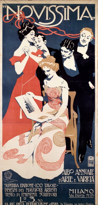 Reklámplakát a Novissima, Arts and Letters magazin számára, 1920 körül alkotó: Aleardo Terzi