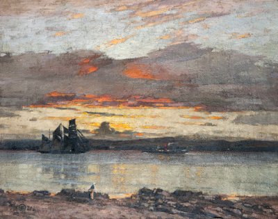 Naplemente a Tay-n [Kilátás Dundee felé] alkotó: Alec Grieve