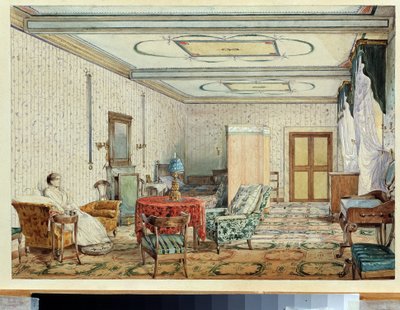 Belső (belső). Alekszandr Andrejevics Ivanov (1806-1858) munkája, akvarell és fehér papíron, 19. századi orosz művészet. Állami Művészeti Múzeum, Nyizsnyij Novgorod (Oroszország) alkotó: Aleksandr Andreevich Ivanov