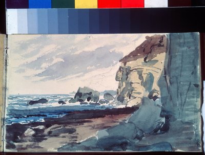 A Surf. Kilátás a tengerpartra a sziklák közelében. Alekszandr Andrejevics Ivanov (1806-1858) munkája, akvarell papíron alkotó: Aleksandr Andreevich Ivanov