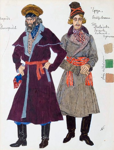 Jelmeztervezés Alekszandr Osztrovszkij A vihar című darabjához, 1916. alkotó: Aleksandr Jakovlevic Golovin