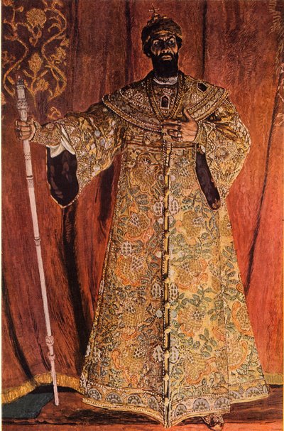 Fjodor Ivanov Shaliapin portréja 1873-1939 Borisz Godunov szerepében, 1912, 1965. alkotó: Aleksandr Jakovlevic Golovin
