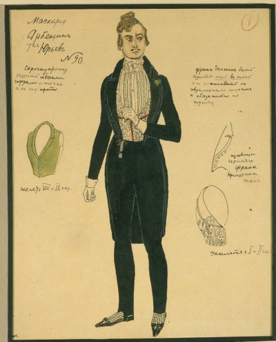 Arbenin. Jelmezterv M. Lermontov Álarcos színművéhez, 1917 alkotó: Aleksandr Jakovlevic Golovin