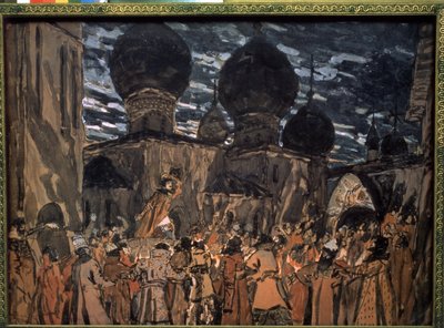 Díszlet Nyikolaj Rimszkij-Korszakov (1844-1908) A Pskov Maiden című operájához (N. Rimszkij-Korszakov A Pskov Maiden című operájának színpadtervezése) Alekszandr Jakovlevics Golovin művei (Al alkotó: Aleksandr Jakovlevic Golovin