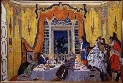 Alexandre Dargomyjski (1813-1869) "Le guest de pierre" című operájának előkészítő dekorációja (A kővendég című operájának színpadterve, A. Dargomyzhsky). Alekszandr Jakovlevics Golovin (Golovin Sándor) festménye (1863-1930), olaj, fa alkotó: Aleksandr Jakovlevic Golovin