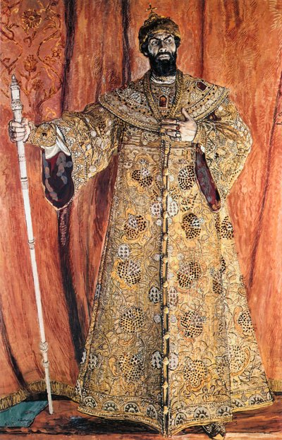 Fjodor Saljapin Borisz Godunov szerepében Muszorgszkij Borisz Godunovjában alkotó: Aleksandr Jakovlevic Golovin