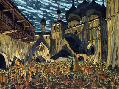 Színpadterv N. Rimszkij-Korszakov Pszkov szobalánya című operájához - Golovin, Alekszandr Jakovlevics (1863-1930) - 1901 - Tempera kartonon - 39x52 - Magángyűjtemény alkotó: Aleksandr Jakovlevic Golovin