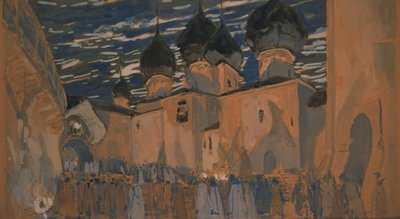 Színpadterv N. Rimszkij-Korszakov A Pszkov leány című operájához, 1901 alkotó: Aleksandr Jakovlevic Golovin