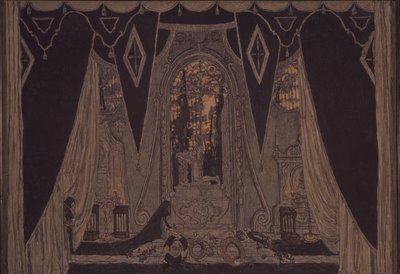 Színpadtervezés J.-B. Don Juan című darabjához. Molliére, 1910 alkotó: Aleksandr Jakovlevic Golovin