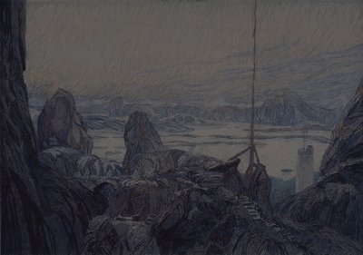 Színpadterve H. Ibsen A hölgy a tengerből című színházi darabjához, 1905 alkotó: Aleksandr Jakovlevic Golovin