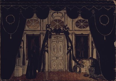 Színpadterve M. Lermontov Az álarcos színdarabhoz, 1917 alkotó: Aleksandr Jakovlevic Golovin