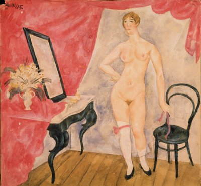 Nő a tükörben. Alekszandr Vasziljevics Sevcsenko (1883-1948) festménye, olaj, vászon alkotó: Aleksandr Vasilievich Shevchenko