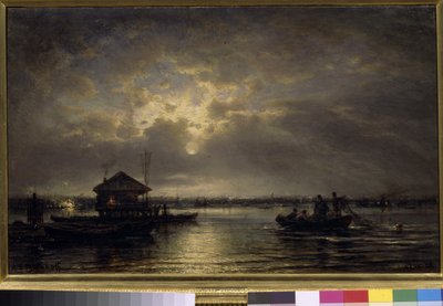 "Nyári éjszaka a Néván" (Nyári éjszaka a Néván) Alekszej Bogoliubov (Bogolyubov) festménye (1824-1896) Olaj, vászon 1875 Méret: 48x73,5 cm Állami Tretyakov Galéria, Moszkva alkotó: Aleksei Petrovich Bogolyubov
