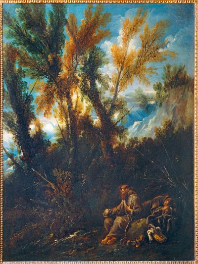 Deux ermites dans un bois - Két remete egy erdőben ... alkotó: Alessandro (style of) Magnasco