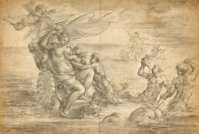 Tengeri szekerén ülő Vénusz Cupidót szopogatva alkotó: Alessandro Algardi