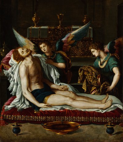 Krisztus teste, amelyet két angyal kent fel alkotó: Alessandro Allori