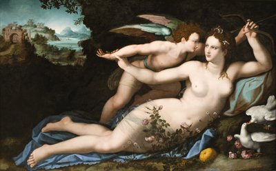 Vénusz lefegyverzi Ámort alkotó: Alessandro Allori