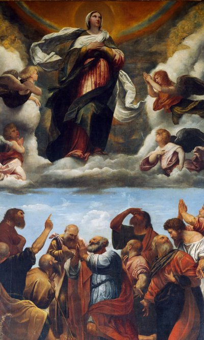 Nagyboldogasszony, Oltárkép (olaj, fa alkotó: Alessandro Bonvicino Moretto
