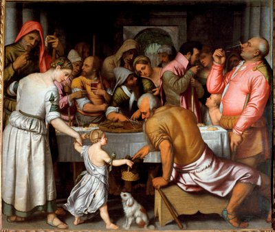 Bankett húsvéti báránnyal (olaj, vászon alkotó: Alessandro Bonvicino Moretto