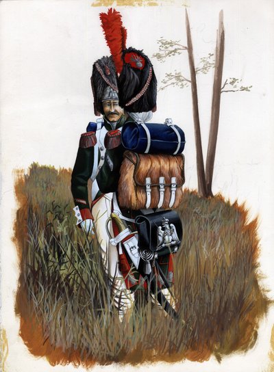 Első Birodalom (1804-1814 és 1815): A Nagy Napóleoni Armee királyi gárdájának gránátos katonái Olaszországban. Alessandro Lonati rajza alkotó: Alessandro Lonati
